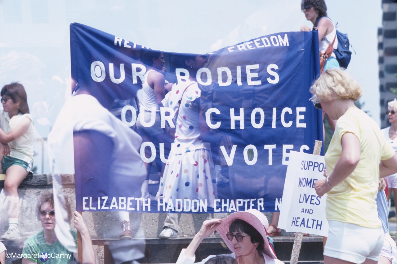 Our Bodies, Our Choice, Our Vote Banner, Pro Choice March in Support of Women's LIves, Cherry Hill, NJ 1982